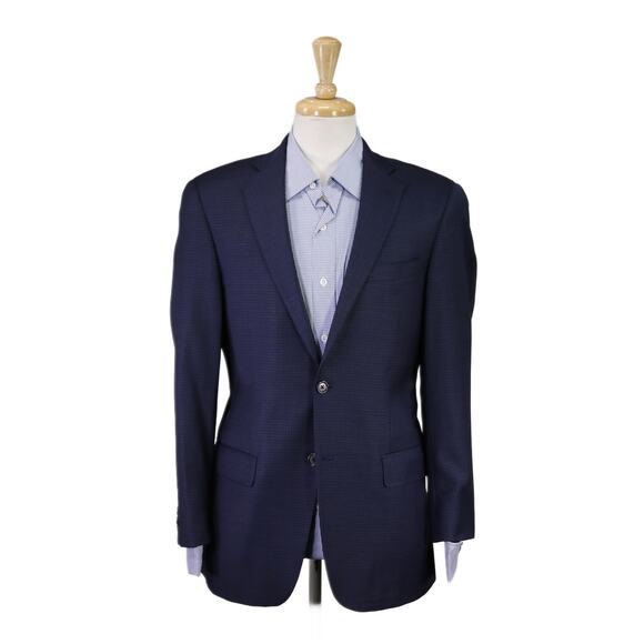 Hart Schaffner Marx Current Navy Blue Check 2-Btn Wool Sportcoat Blazer 38R